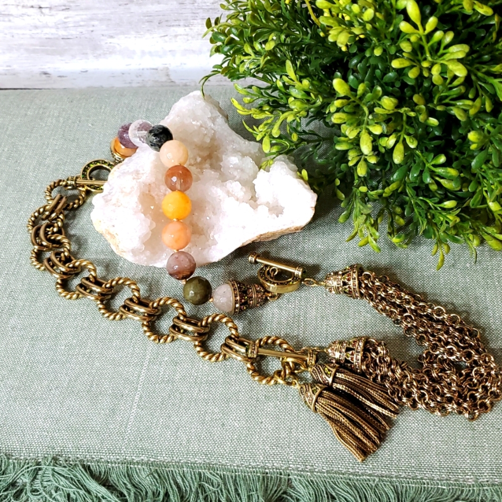 Heidi Daus Stone Triple Chain Necklace/bracelets